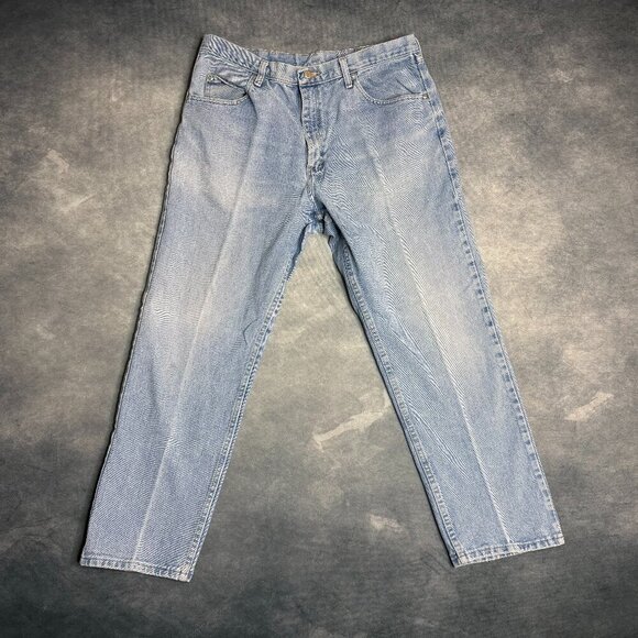 Wrangler Mens Jeans Relaxed Fit 38x30 Blue PREMIUM DENIM Fits 36x29.5 - Picture 1 of 16